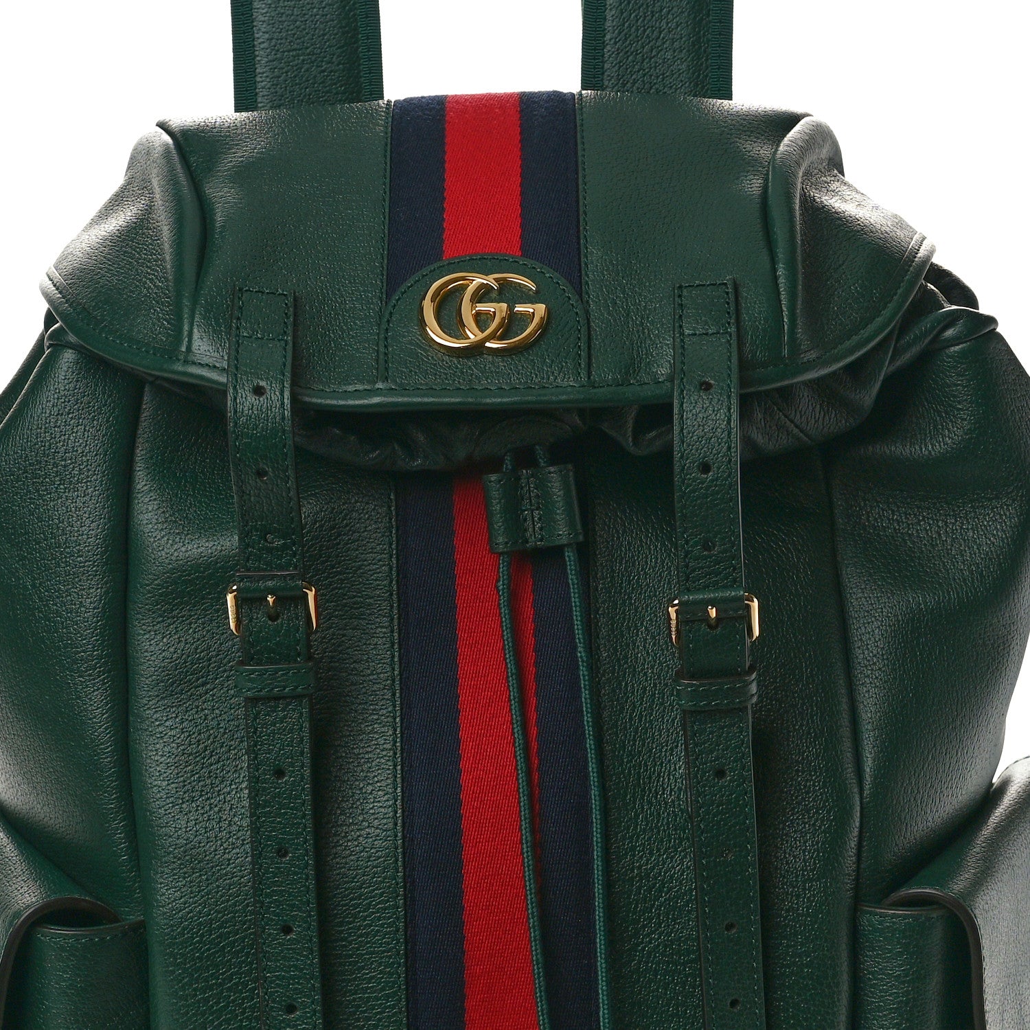 Gucci Grained Calfskin Medium Ophidia Double Buckle Backpack Green 8 of 11