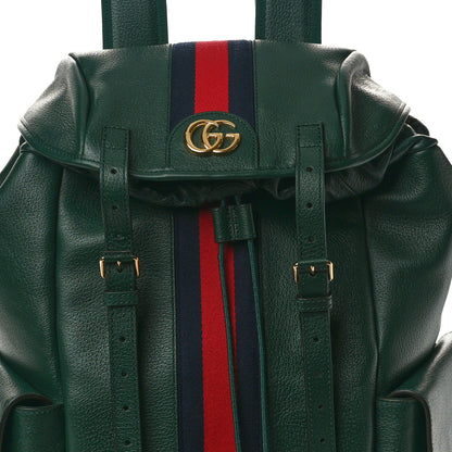 Gucci Grained Calfskin Medium Ophidia Double Buckle Backpack Green 8 of 11