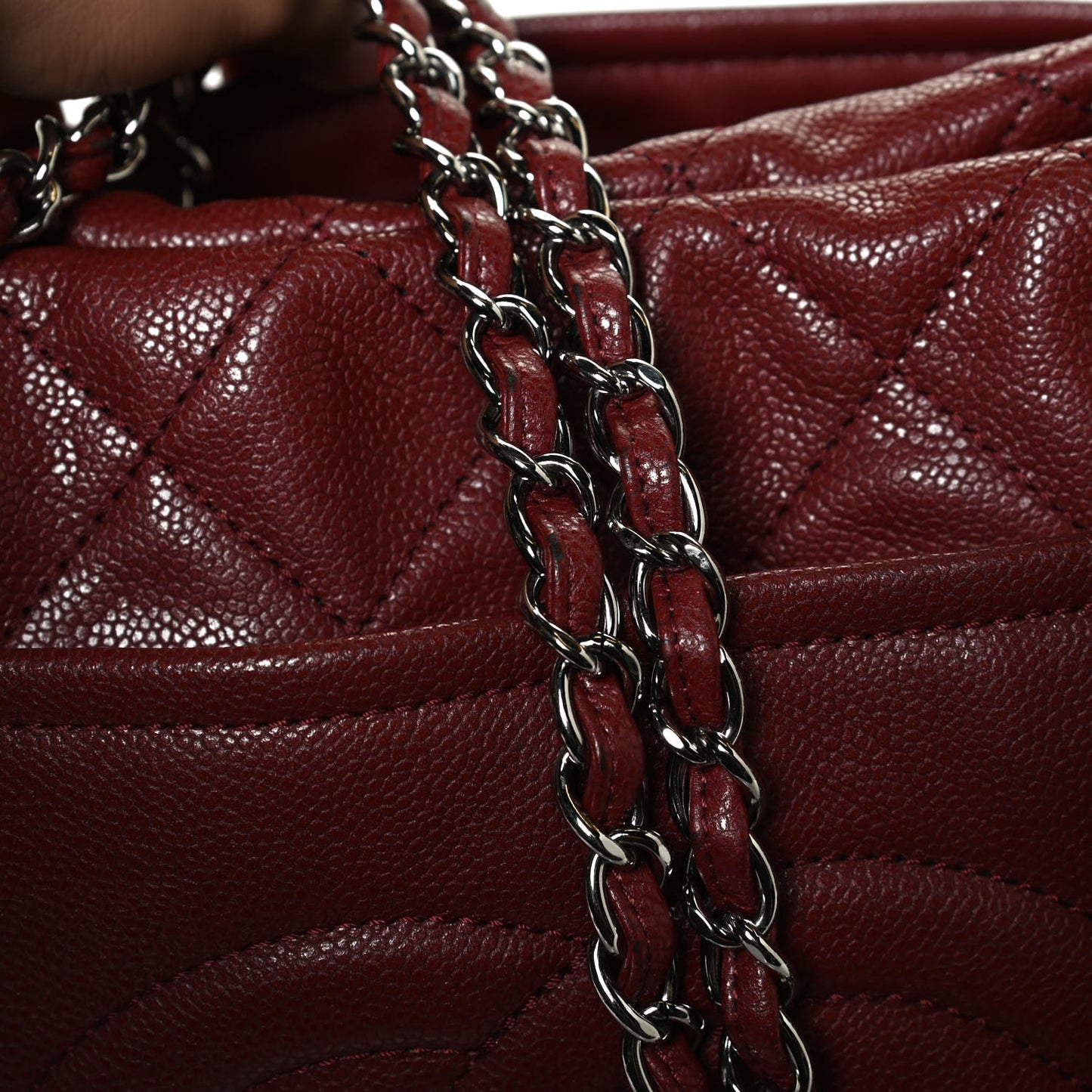 Caviar Quilted Large Timeless CC Soft Tote Dark Red