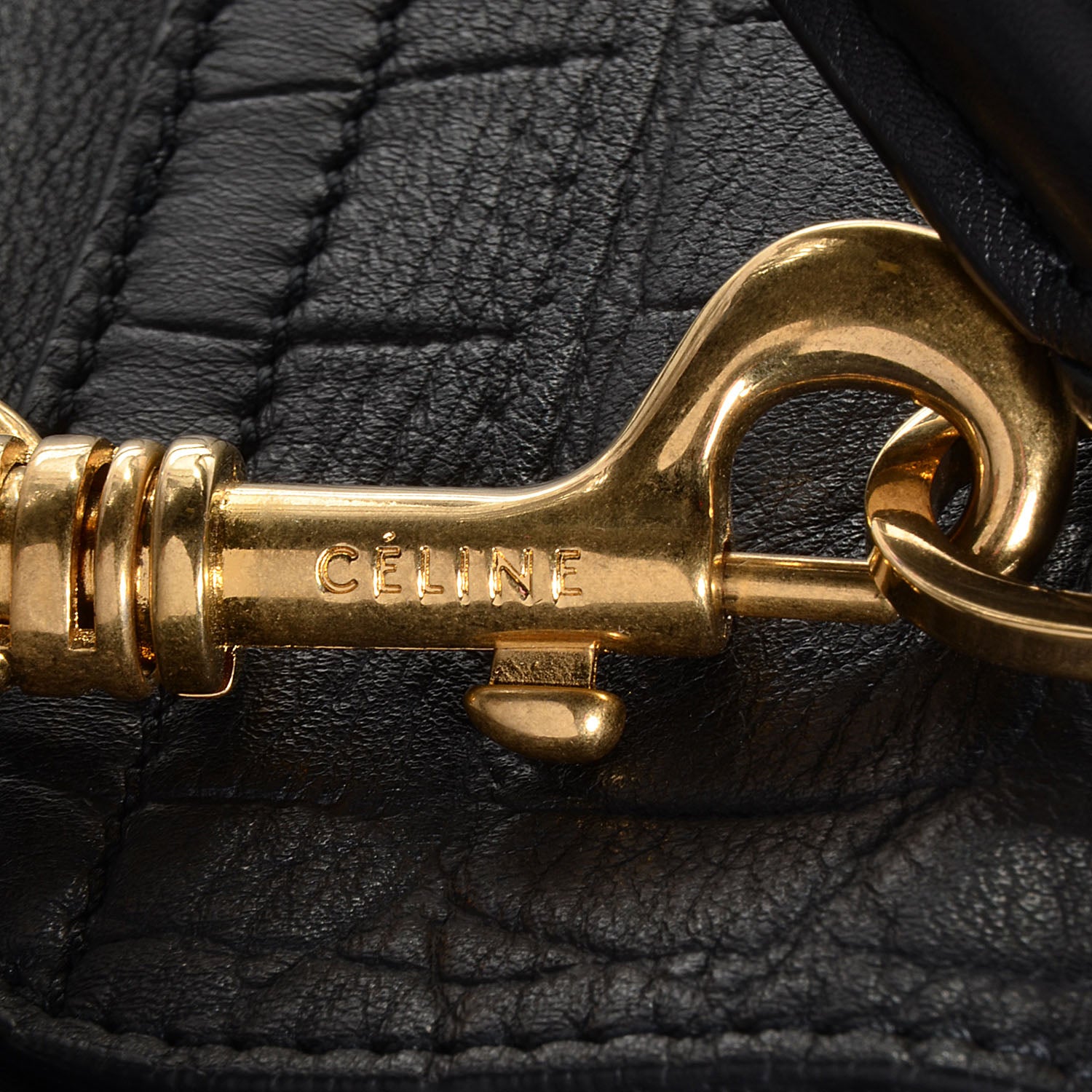Celine Crocodile Embossed Medium Trapeze Black 9 of 9