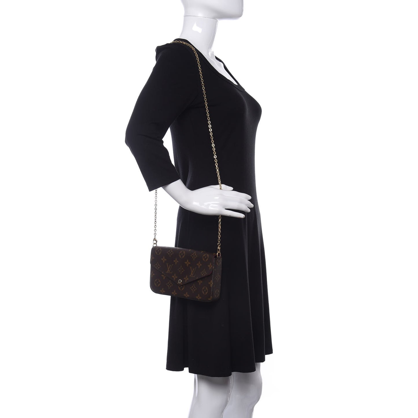 Monogram Pochette Felicie Chain Wallet Fuchsia