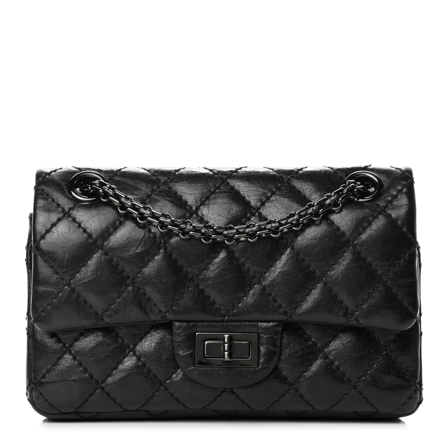 Aged Calfskin Quilted 2.55 Reissue 224 Flap So Black
