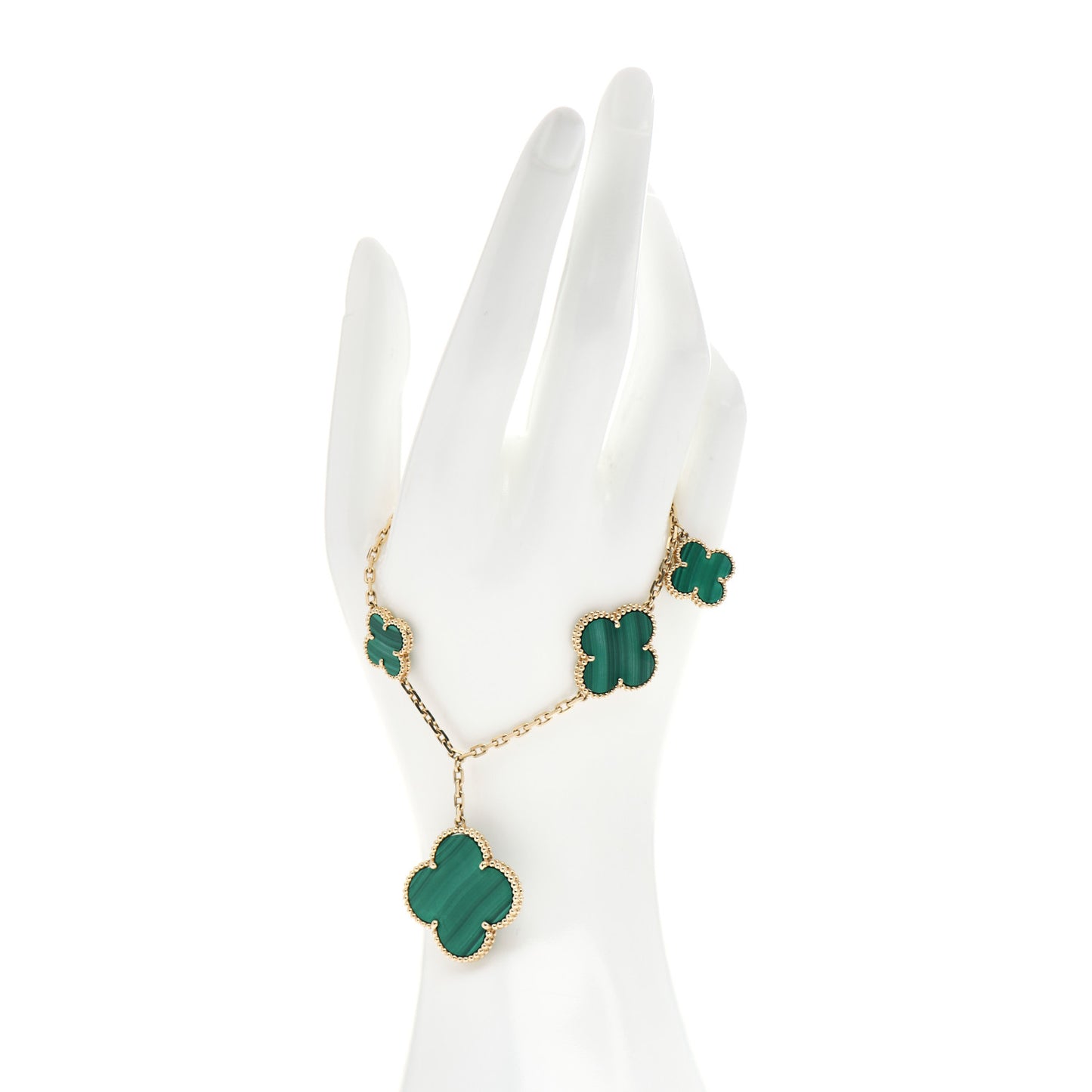 18K Yellow Gold Malachite 5 Motifs Magic Alhambra Bracelet