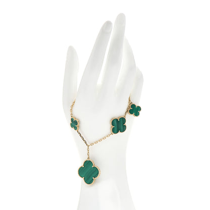 Van Cleef & Arpels 18K Yellow Gold Malachite 5 Motifs Magic Alhambra Bracelet 2 of 5