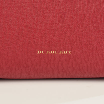 Burberry Grainy Calfskin House Check Small Banner Tote Russet Red 9 of 11