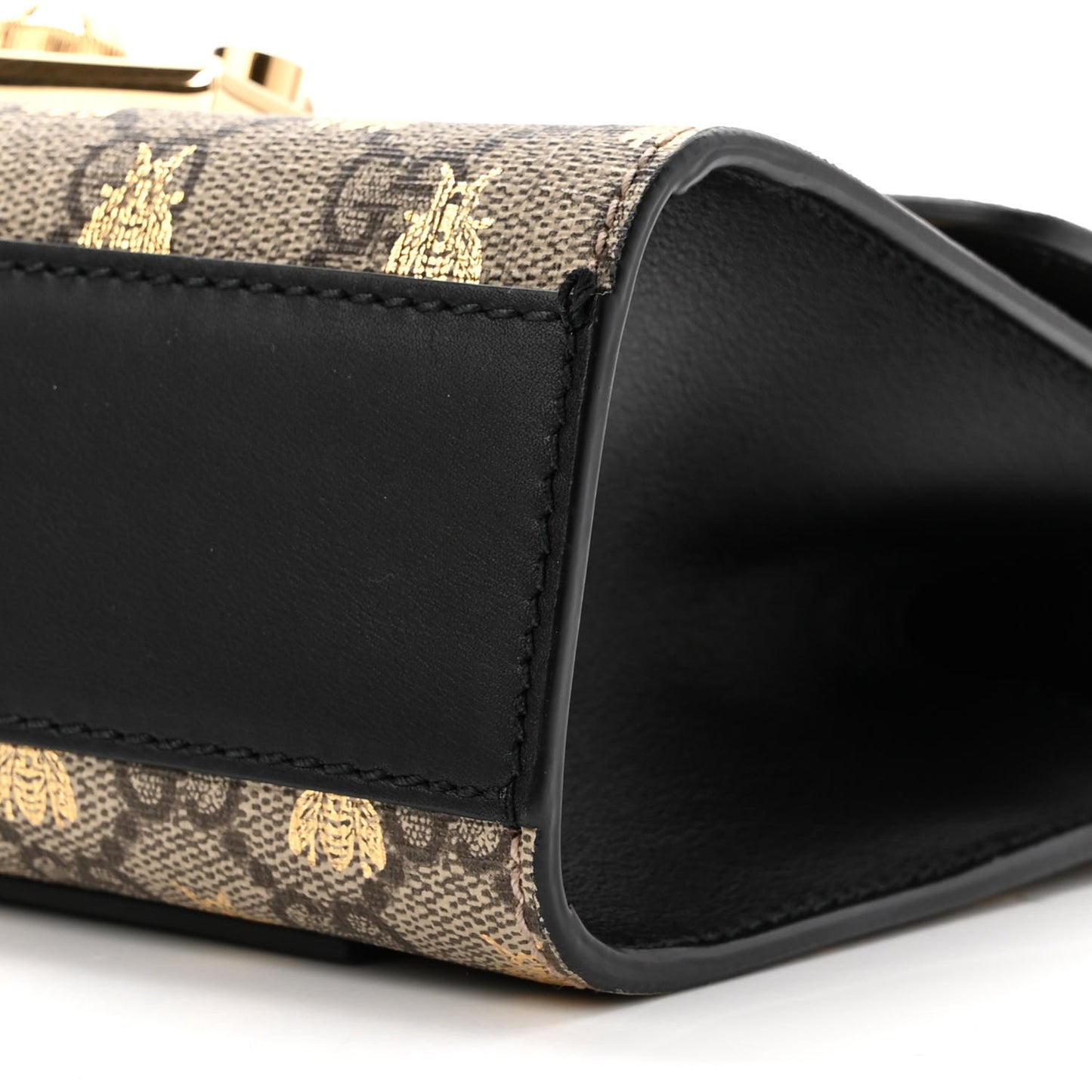 GG Supreme Monogram Bees Small Padlock Shoulder Bag Black