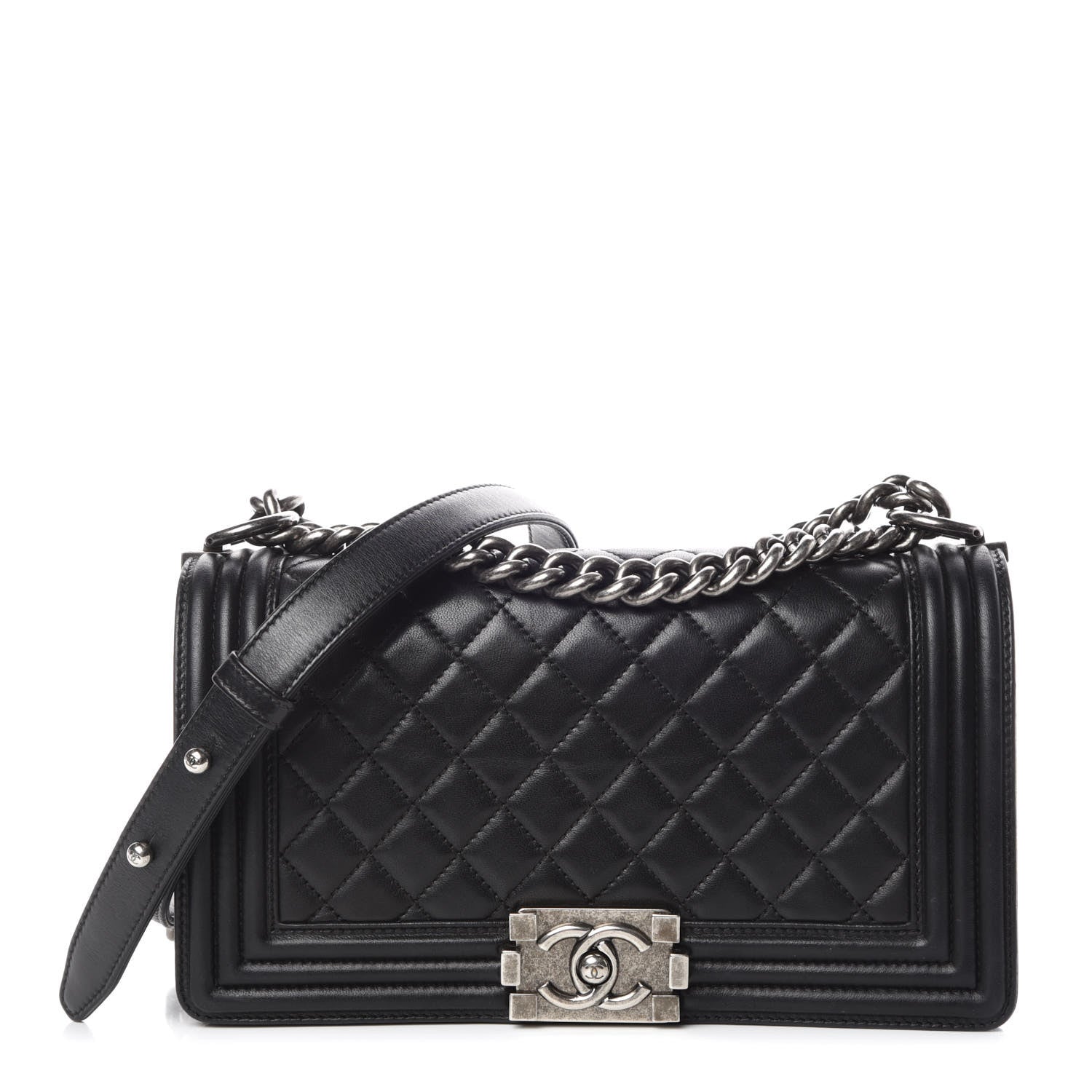 Chanel Lambskin Quilted Medium Boy Flap Black 1 of 10