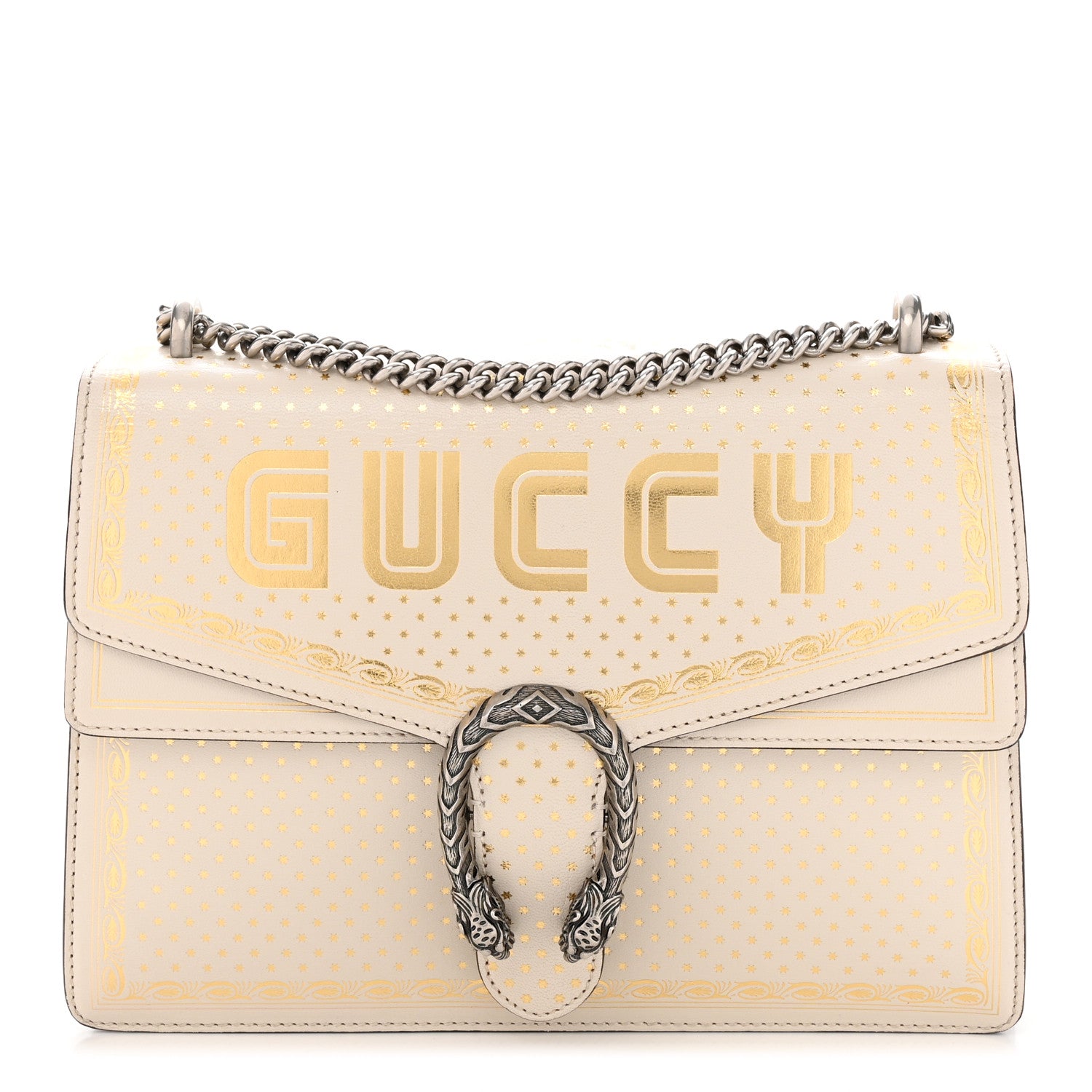 Gucci X SEGA Calfskin GUCCY Stars Medium Dionysus Shoulder Bag Mystic White Gold 1 of 13