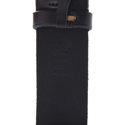Gucci Calfskin Brass Feline Buckle Belt 80 32 Black 5 of 5