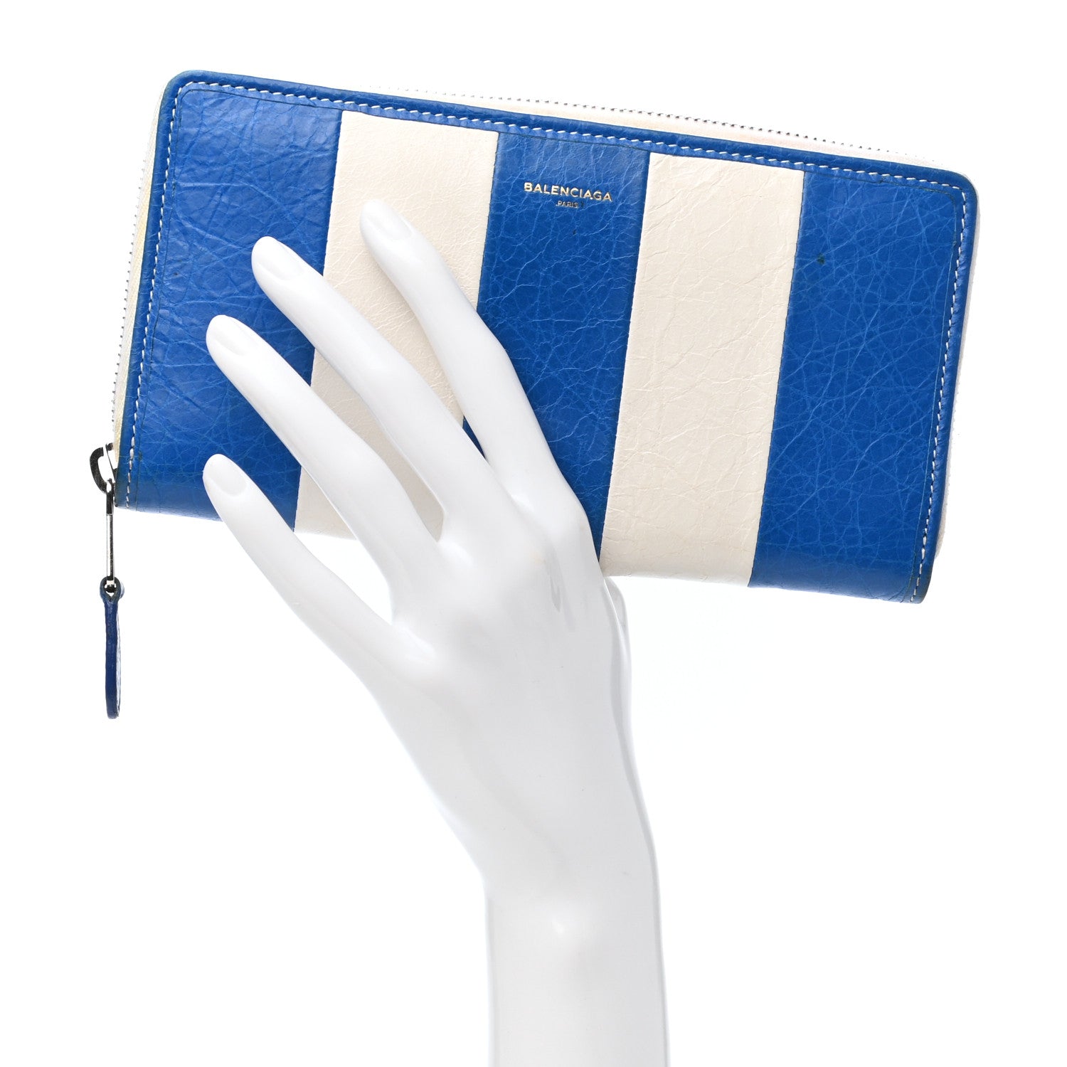 Balenciaga Veau Arena Multicolore Bazar Continental Zip Around Wallet Bleu Lazuli White 2 of 10