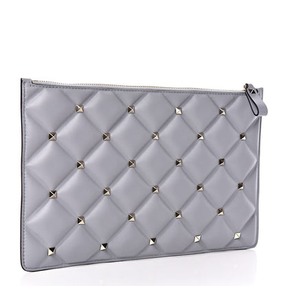 Valentino Garavani Nappa Candystud Zip Pouch Pastel Grey 3 of 9