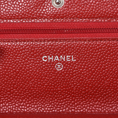 Chanel Caviar Quilted Wallet on Chain WOC Red 6 of 11