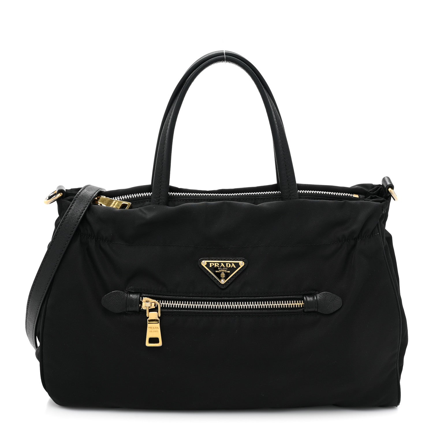 Prada Tessuto Nylon Saffiano Shopping Tote Black 1 of 13