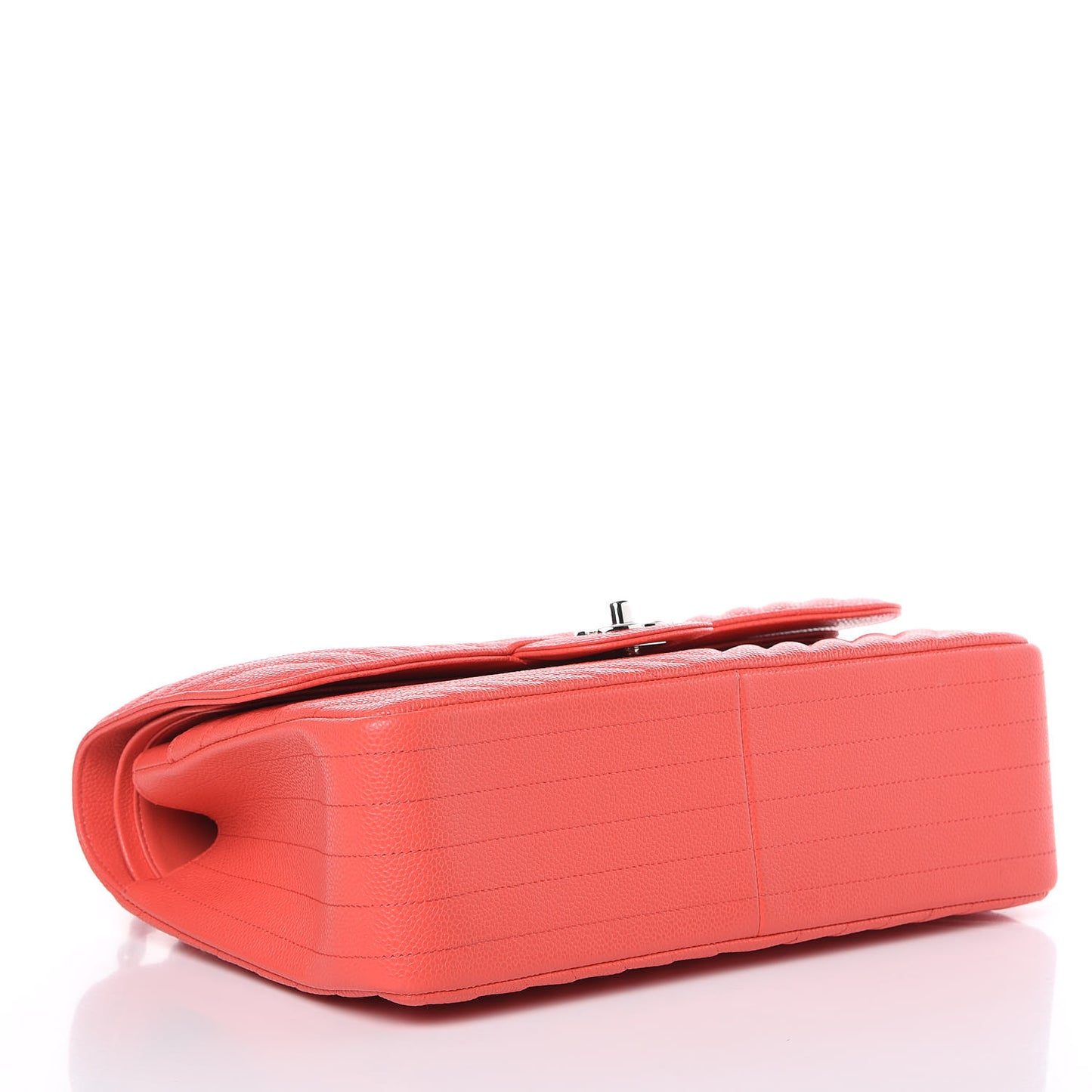 Caviar Chevron Quilted Jumbo Double Flap Coral