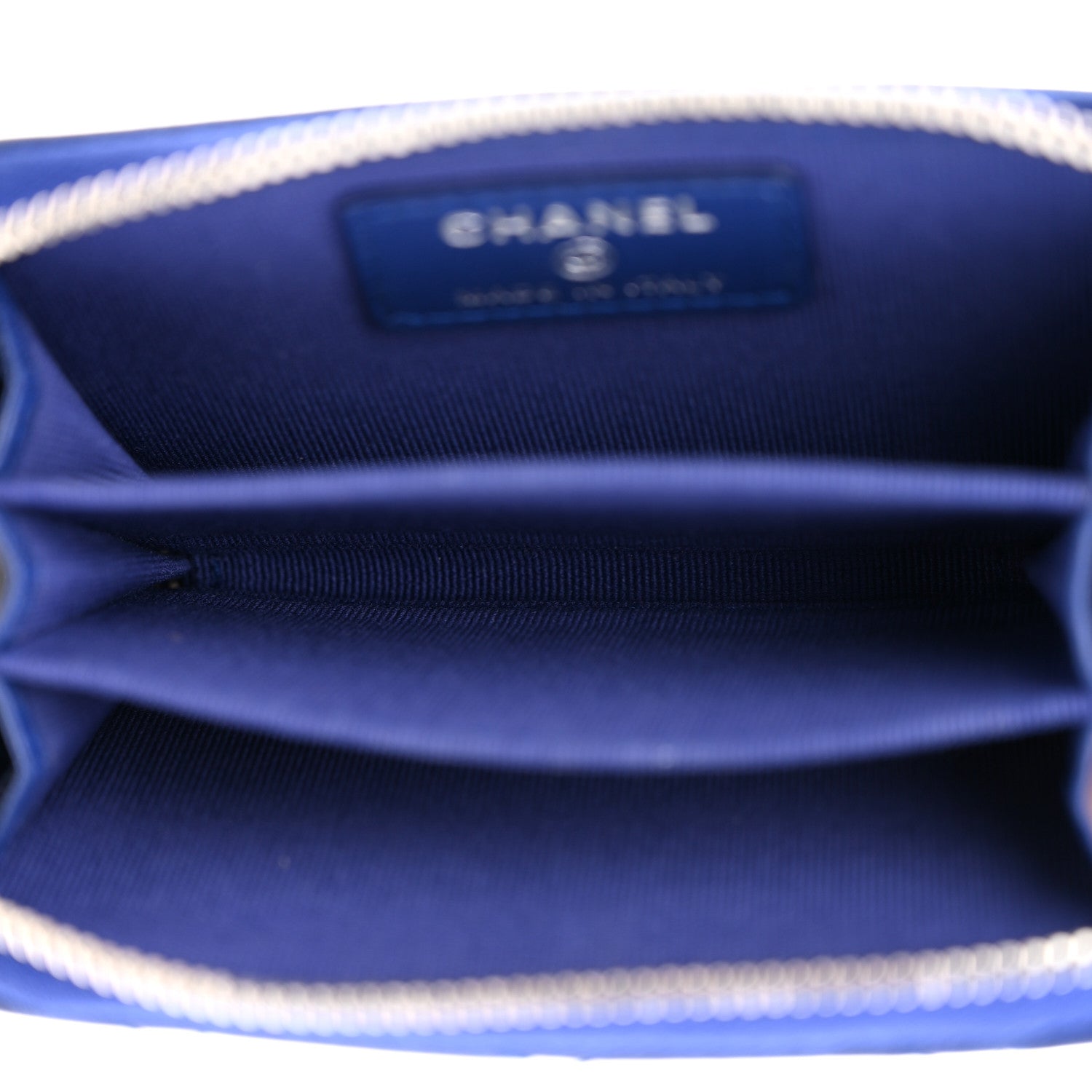 Chanel Lambskin Quilted Zip Around Coin Purse Wallet Blue 5 of 9