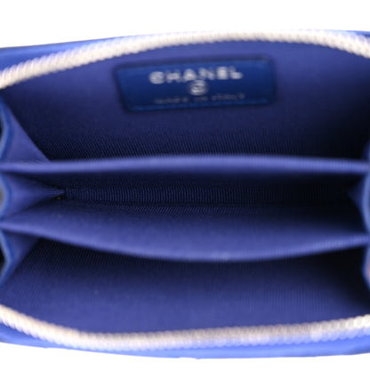 Chanel Lambskin Quilted Zip Around Coin Purse Wallet Blue 5 of 9