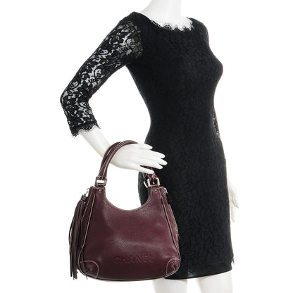 Chanel Leather Tassel Hobo Bordeaux 2 of 10