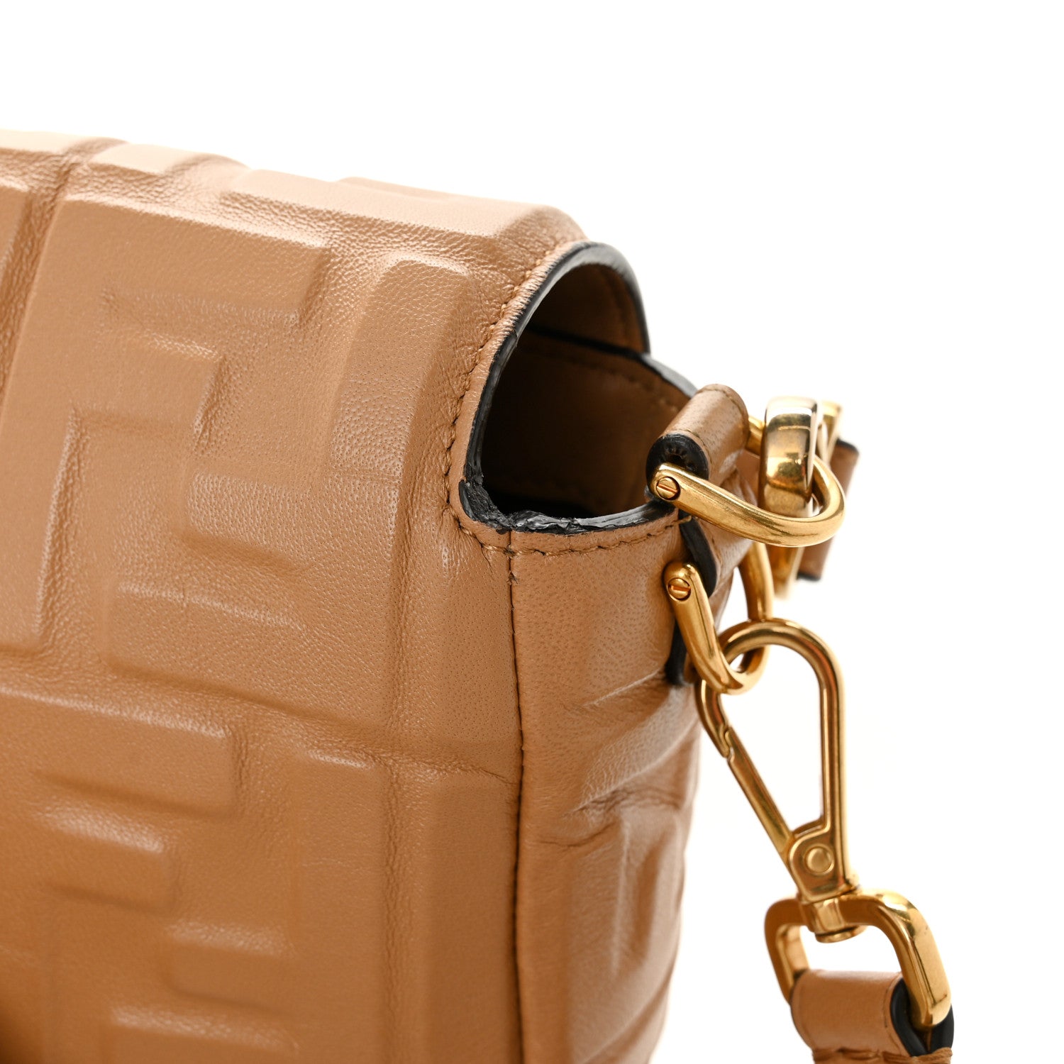 Fendi Nappa FF 1974 Embossed Baguette Miele Scuro 15 of 16