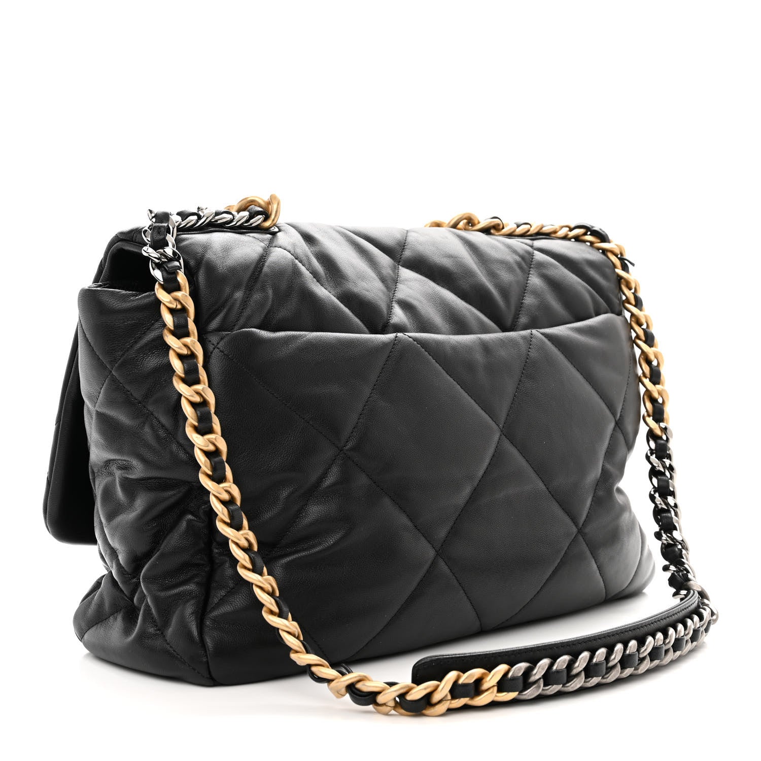 Chanel Lambskin Quilted Maxi Chanel 19 Flap Black 3 of 10