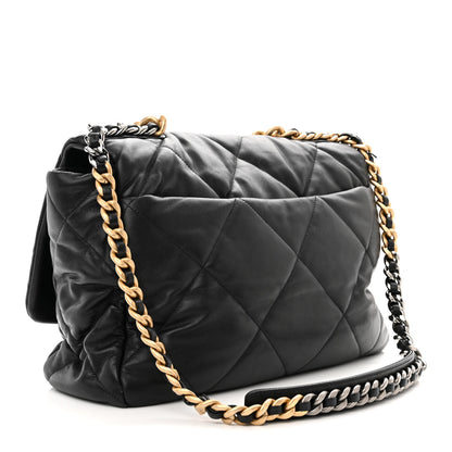 Chanel Lambskin Quilted Maxi Chanel 19 Flap Black 3 of 10
