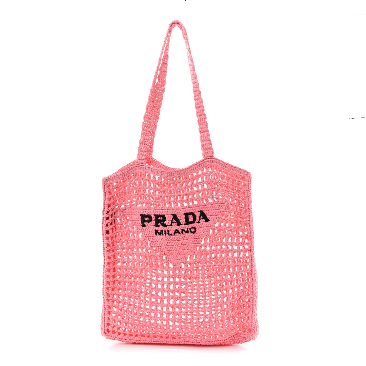 Yarn Raffia Effect Crochet Logo Embroidered Tote Bag Petalo