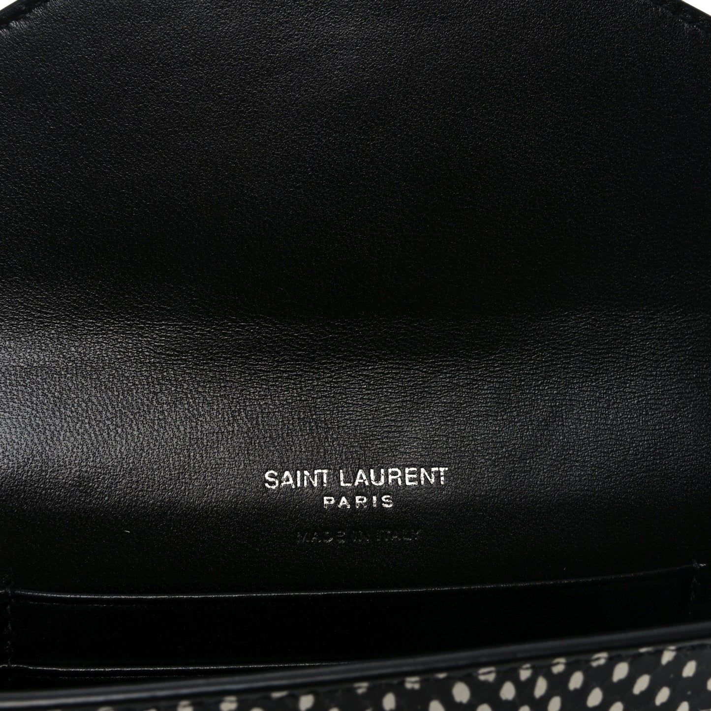 Calfskin Lambskin Snakeskin Embossed Small Monogram Envelope Wallet Black White