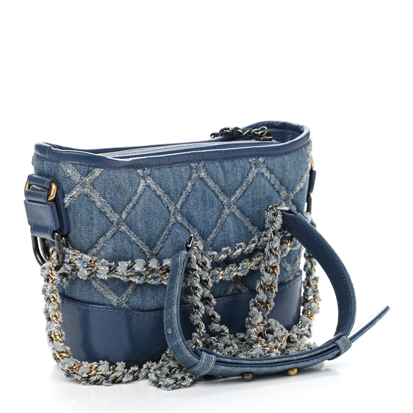 Denim Calfskin Small Gabrielle Hobo Blue