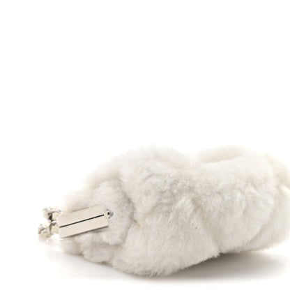 Chanel Shearling Sheepskin Lambskin Quilted Clutch With Chain White 10 of 11