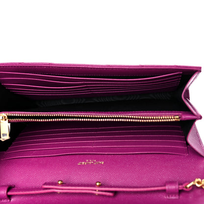 Saint Laurent Grain De Poudre Matelasse Chevron Monogram Chain Wallet Dark Grape 5 of 12