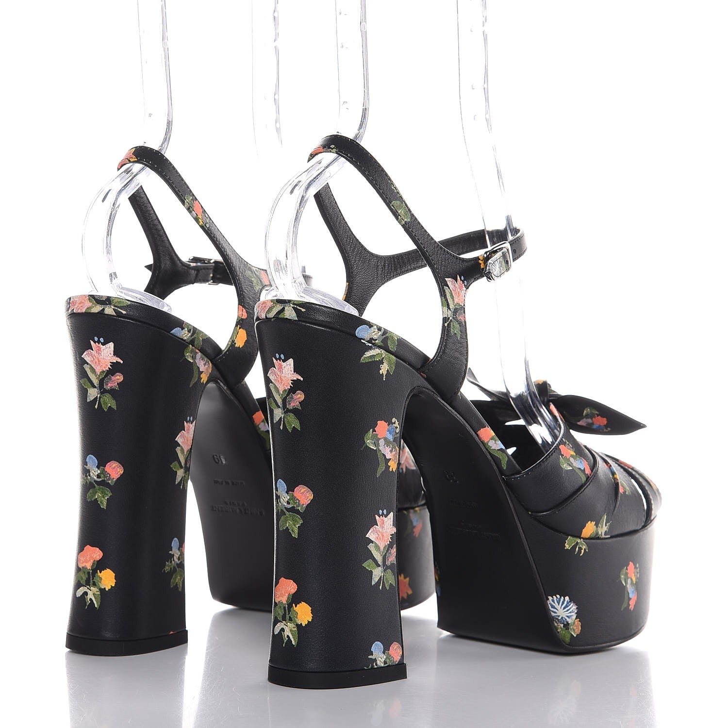 Saint Laurent Calfskin Prairie Printed Candy 85 Platform Sandals 39 Black 4 of 7
