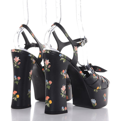Saint Laurent Calfskin Prairie Printed Candy 85 Platform Sandals 39 Black 4 of 7