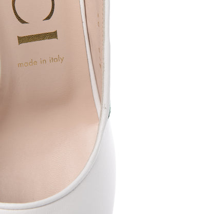 Gucci Malaga Kid Web Sylvie Mid Heel Slingback Pumps 40 White 8 of 9