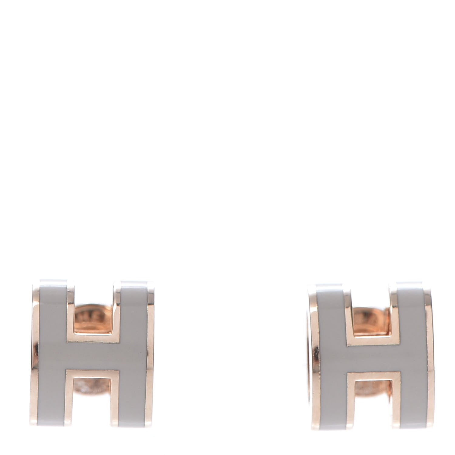 Hermes Rose Gold Lacquered Pop H Earrings Marron Glace 1 of 6