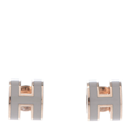Hermes Rose Gold Lacquered Pop H Earrings Marron Glace 1 of 6