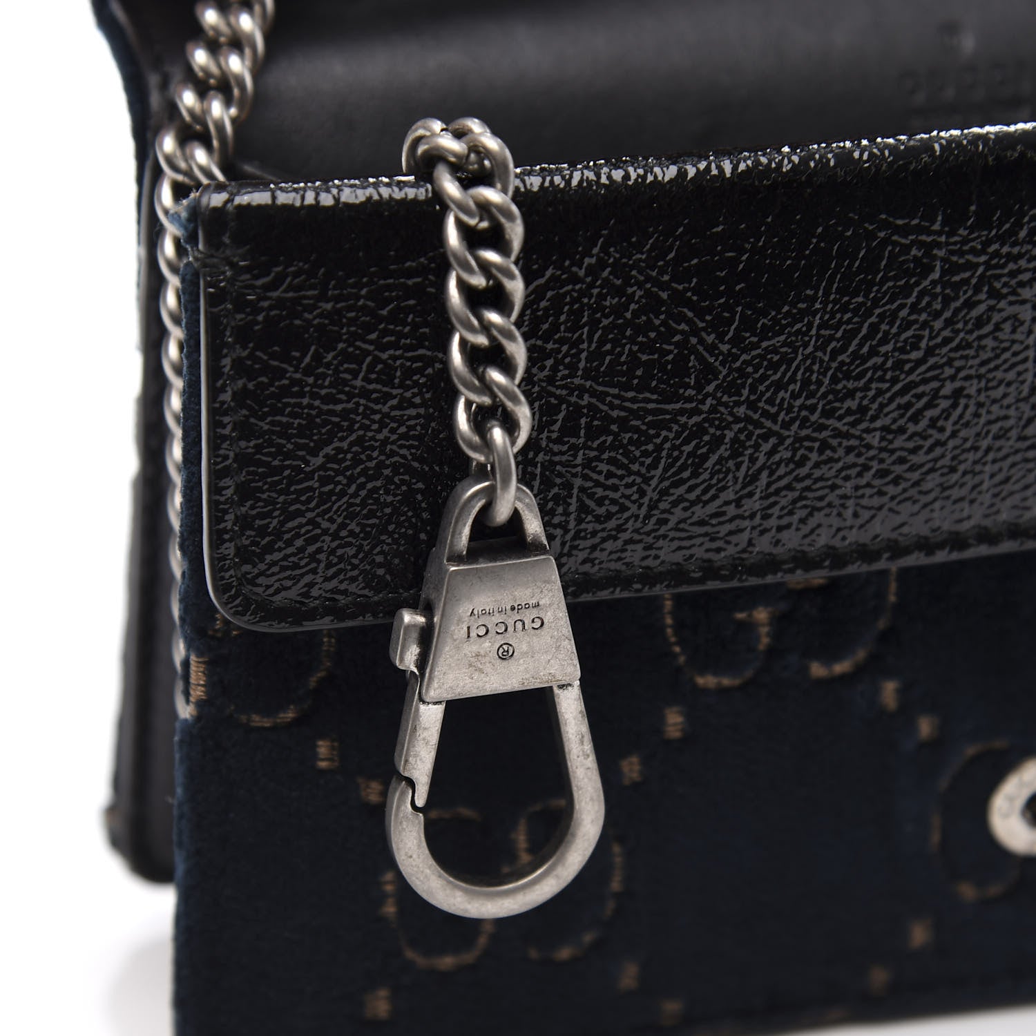 Gucci Velvet GG Monogram Super Mini Dionysus Shoulder Bag Blue Beige Black 7 of 10
