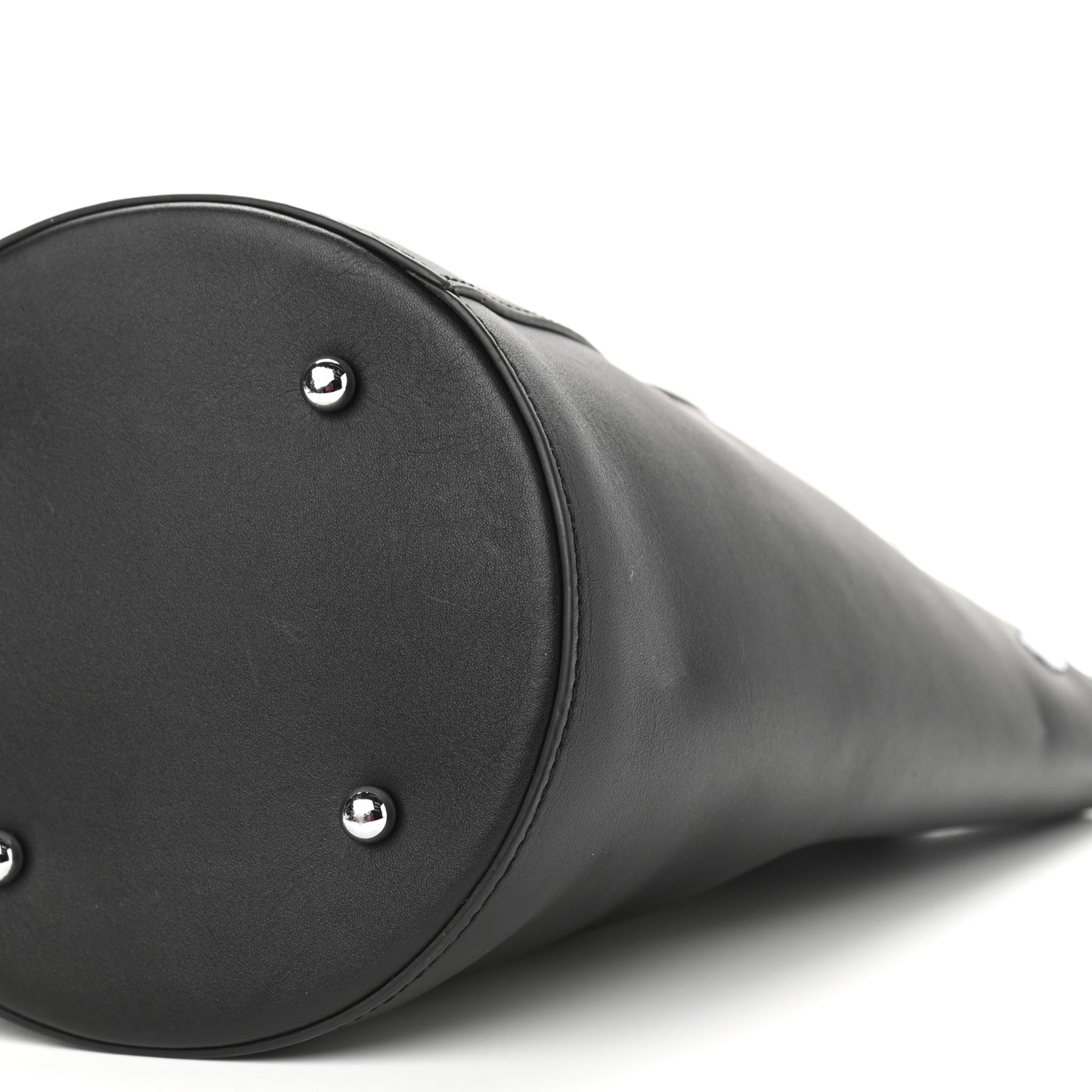 Calfskin Roxy Large Chain Bucket Black Silver Hardware