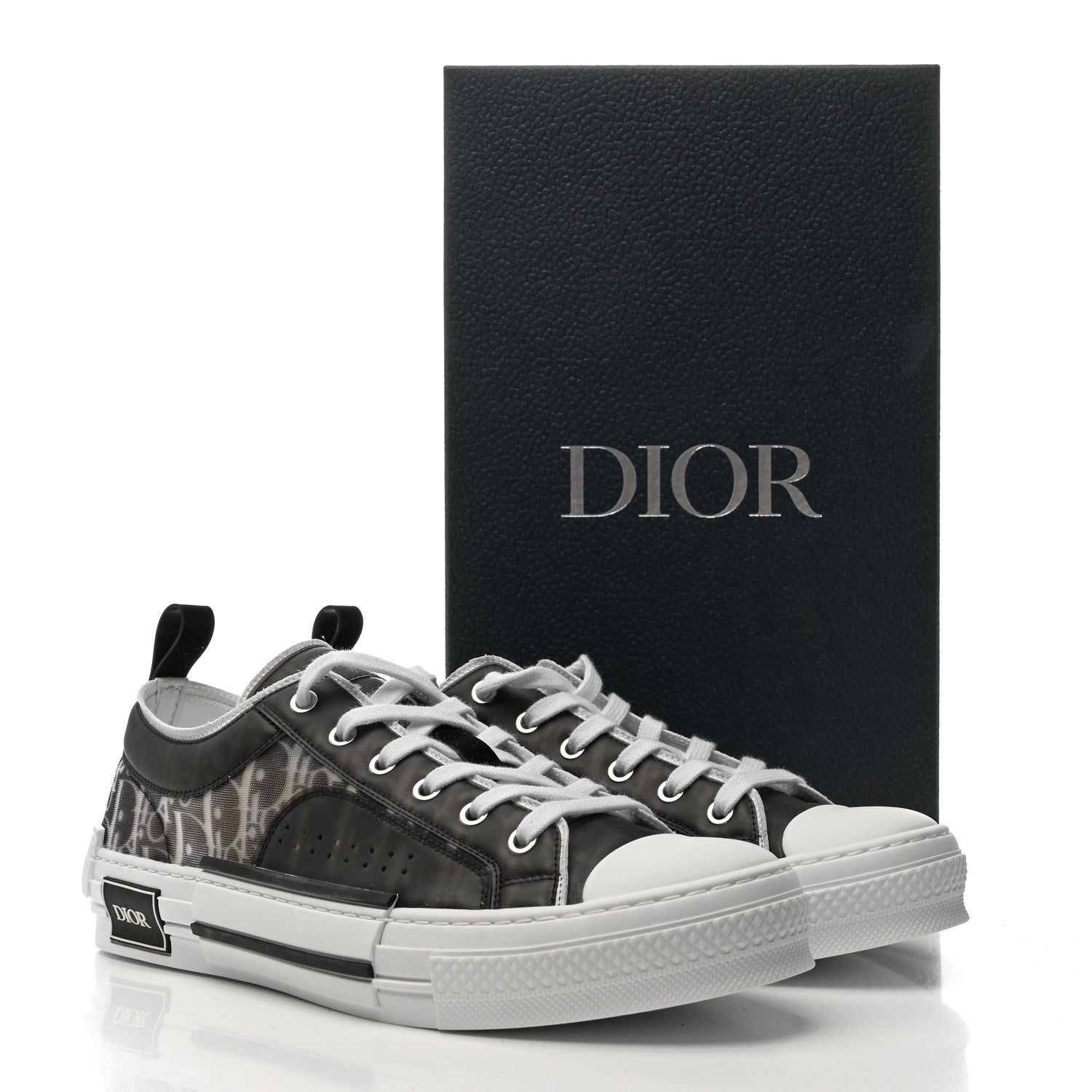 Christian Dior Technical Canvas Mesh Oblique Printed Mens B23 League Low Top Sneaker 43 Black Beige 10 of 10