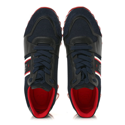 Christian Louboutin Calfskin Canvas Suede Olona Double Mens Nastroshark Sneakers 44 Navy 2 of 10