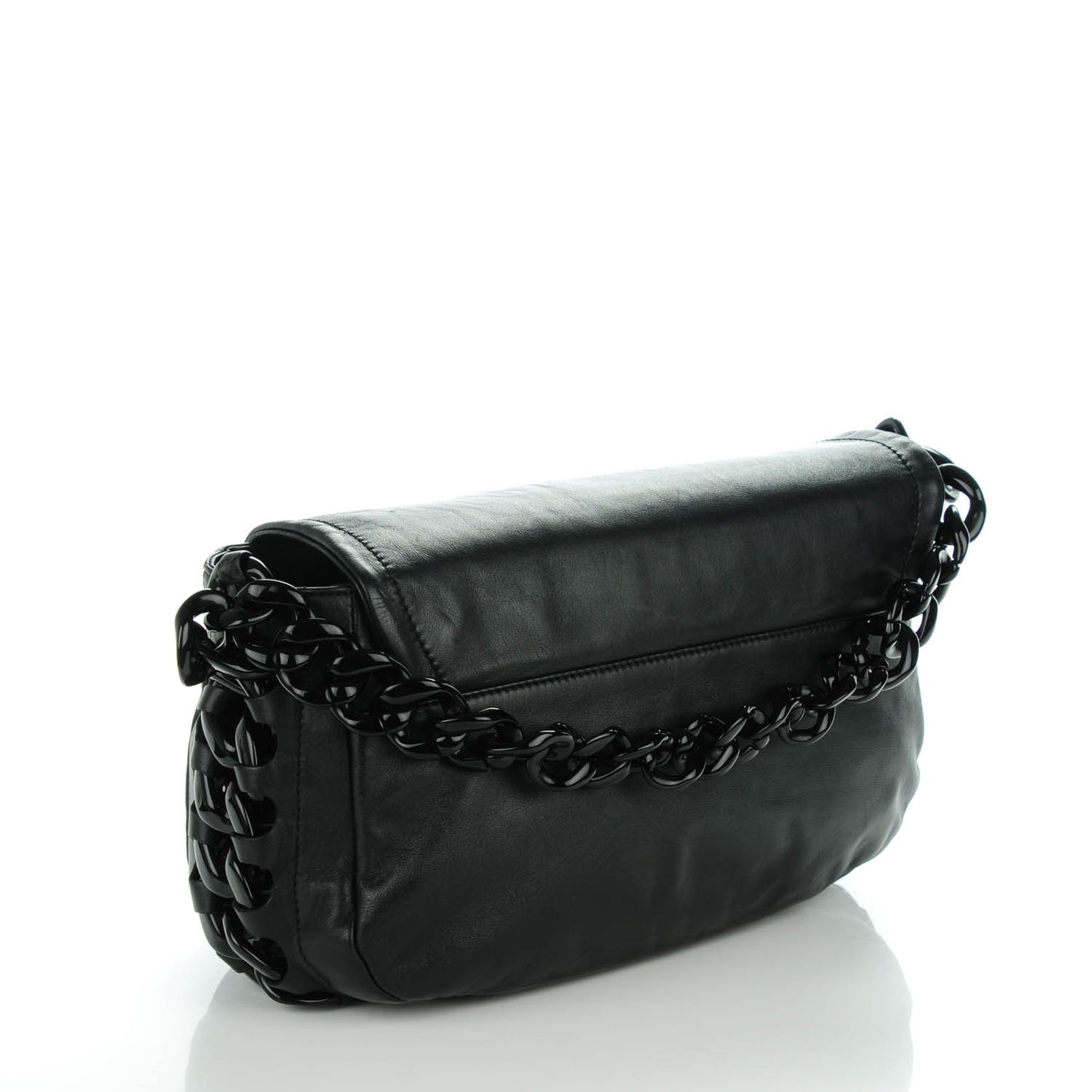 Calfskin Modern Chain Rhodoid Flap Black
