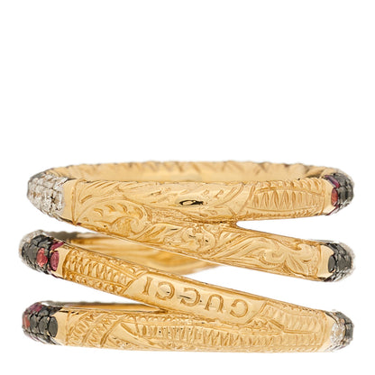 Gucci 18K Yellow Gold Black Diamond Topaz Sapphire Diamond Ouroboros Snake Three-Row Ring 53 6.25 4 of 7