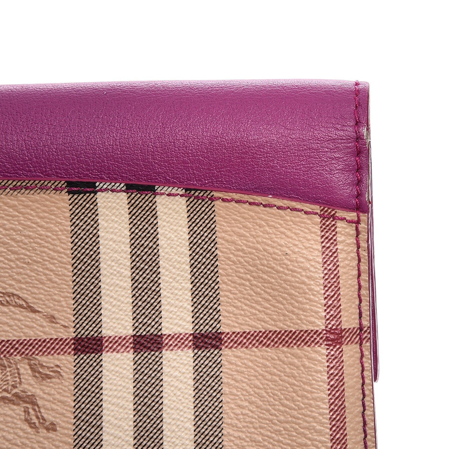 Burberry Calfskin Horseferry Check Porter Continental Wallet Dark Pink 9 of 10