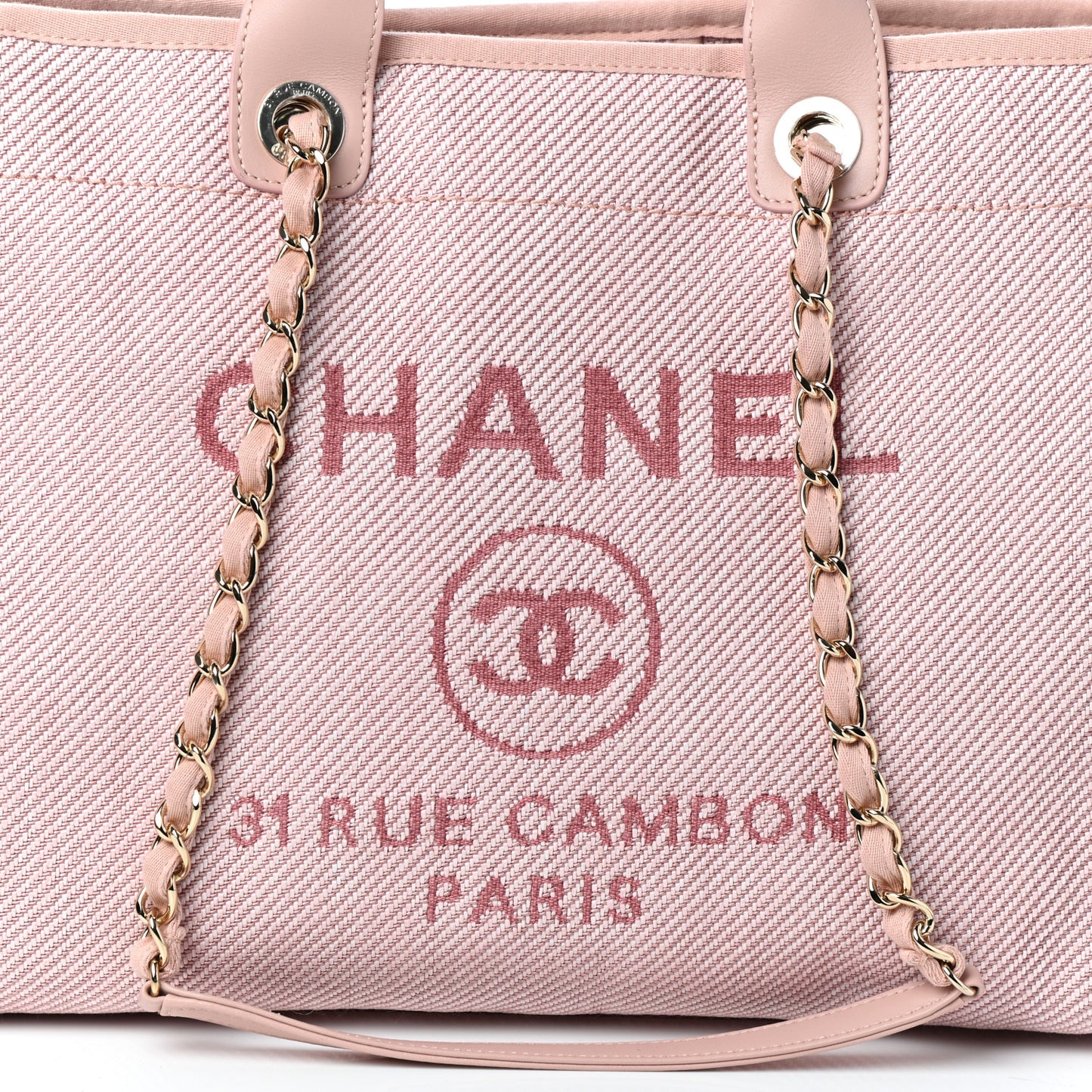 Mixed Fibers Calfskin Medium Deauville Tote Pink
