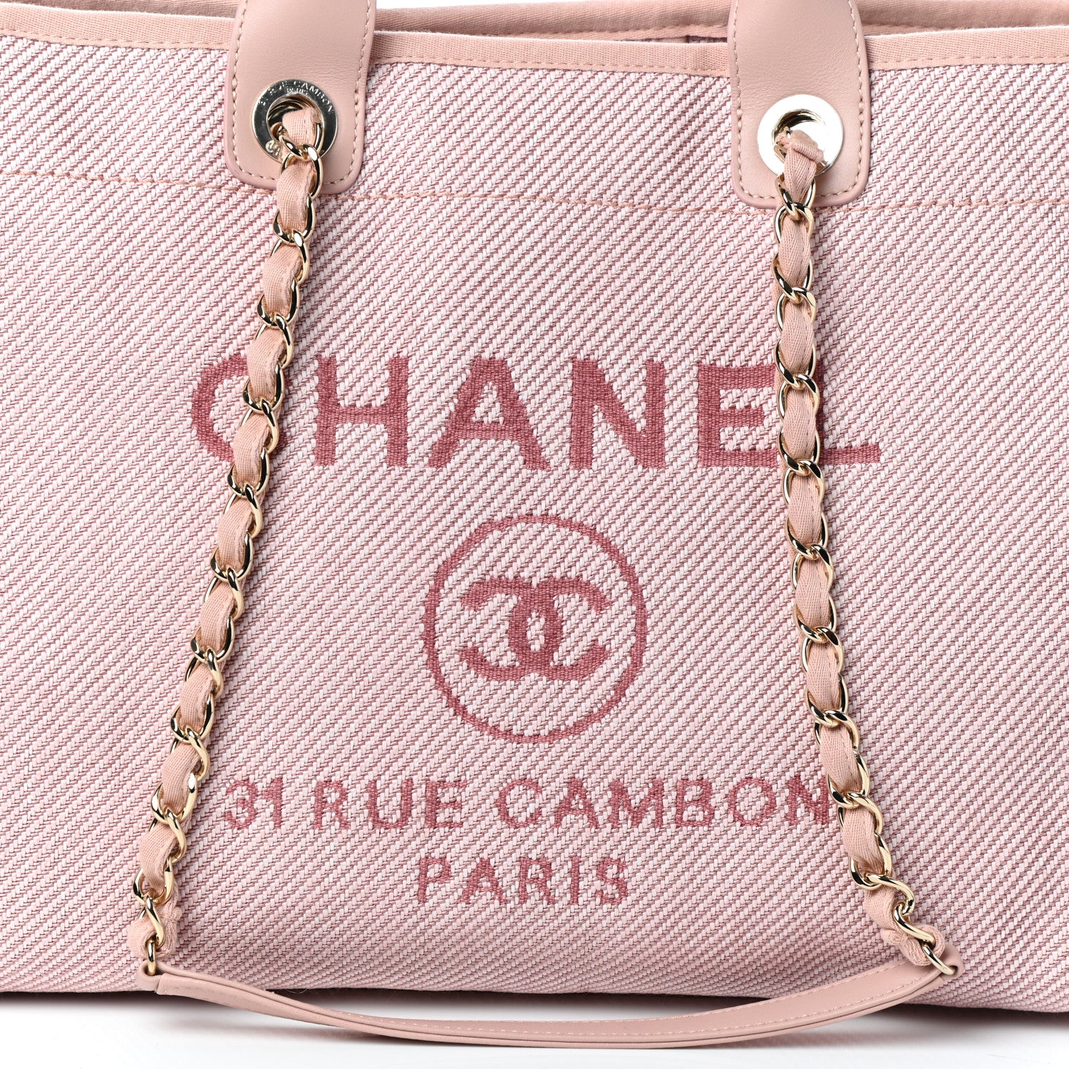 Chanel Mixed Fibers Calfskin Medium Deauville Tote Pink 8 of 10