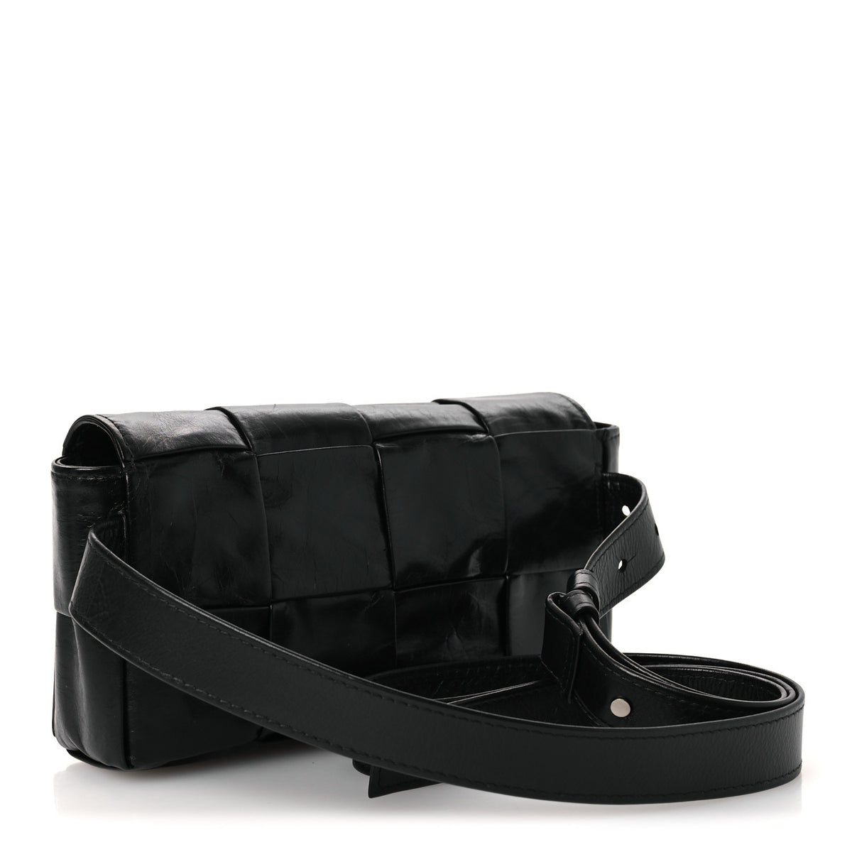 Bottega Veneta Paper Calfskin Maxi Intreccio The Belt Cassette Bag Black 3 of 12