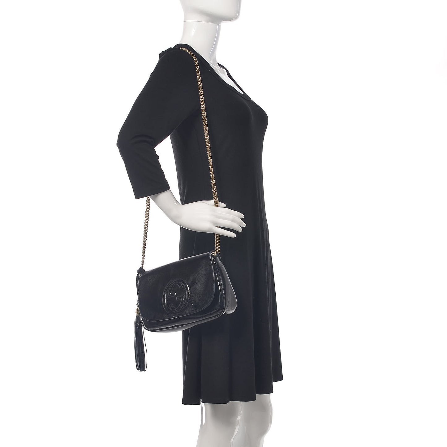 Patent Medium Soho Flap Crossbody Black