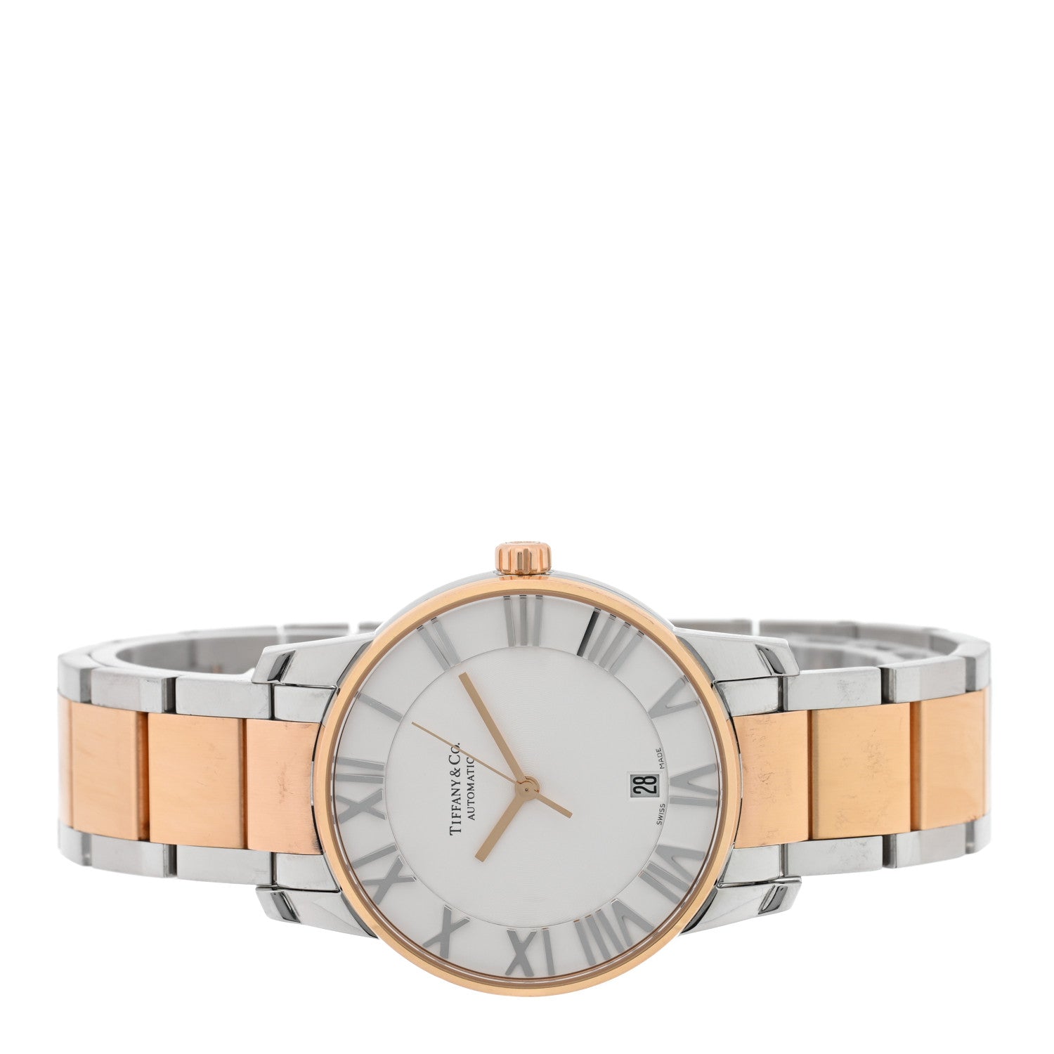 Tiffany Stainless Steel 18K Rose Gold 37mm Atlas 3-Hand Automatic Watch 2 of 4
