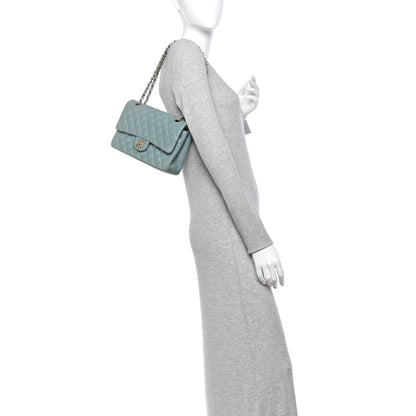 Chanel Iridescent Caviar Quilted Medium Double Flap Light Blue 2 of 12