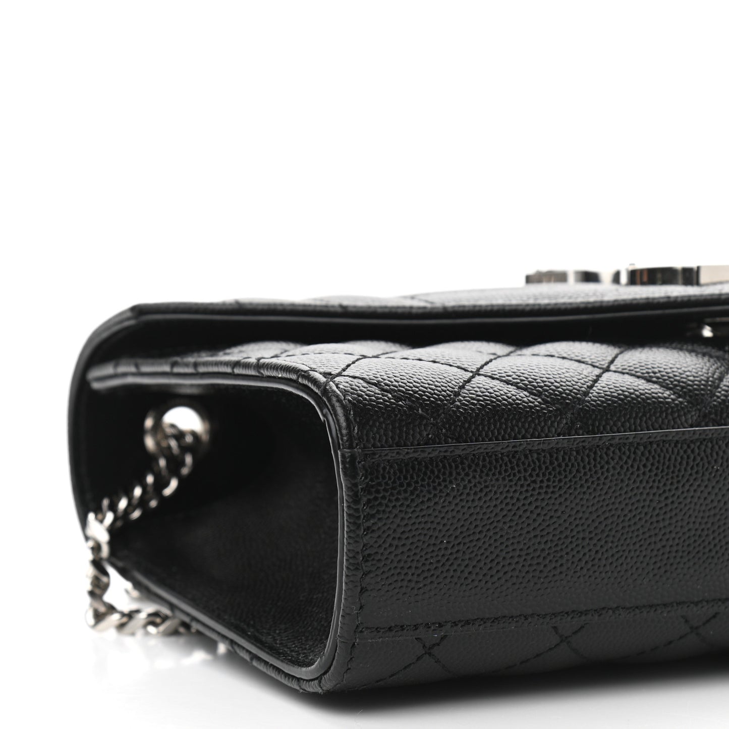 Grain De Poudre Textured Mixed Matelasse Triquilt Small Monogram Satchel Black