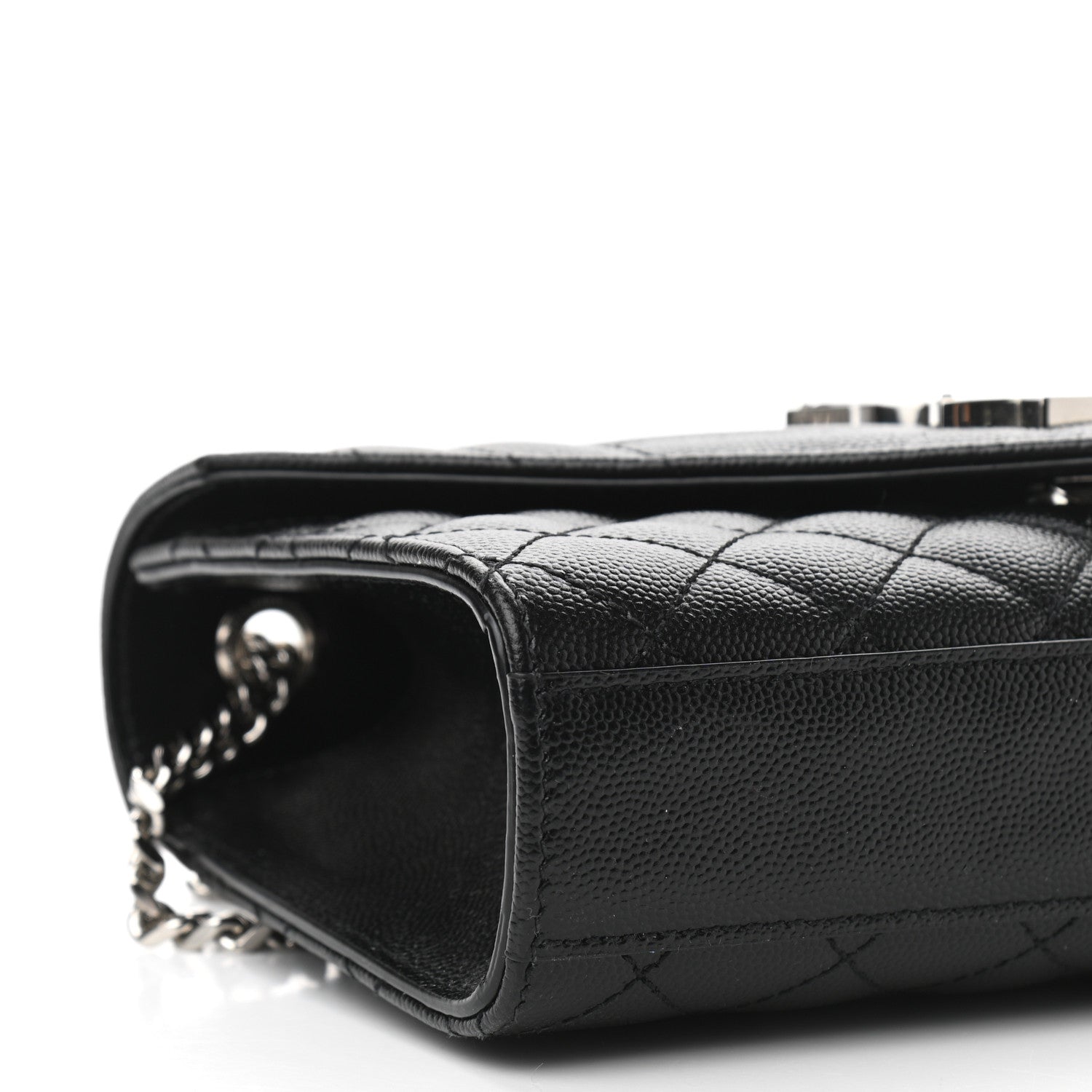 Saint Laurent Grain De Poudre Textured Mixed Matelasse Triquilt Small Monogram Satchel Black 8 of 12