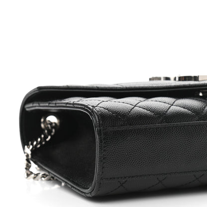 Saint Laurent Grain De Poudre Textured Mixed Matelasse Triquilt Small Monogram Satchel Black 8 of 12